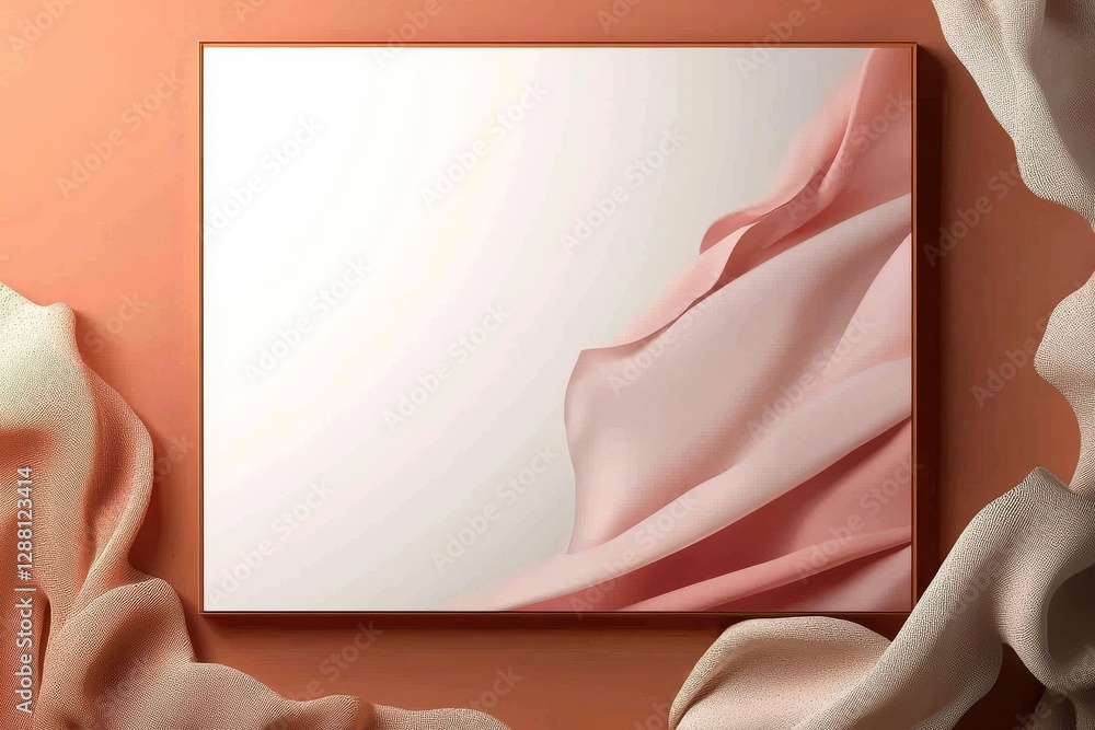 Poster a rose gold frame in the shape of a rectangle is isolated on a transparent background, featuring a l