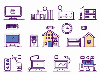 Digital Home Automation System Icons Collection