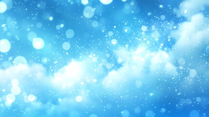 Clouds floating in a blue sky with bokeh and bright light