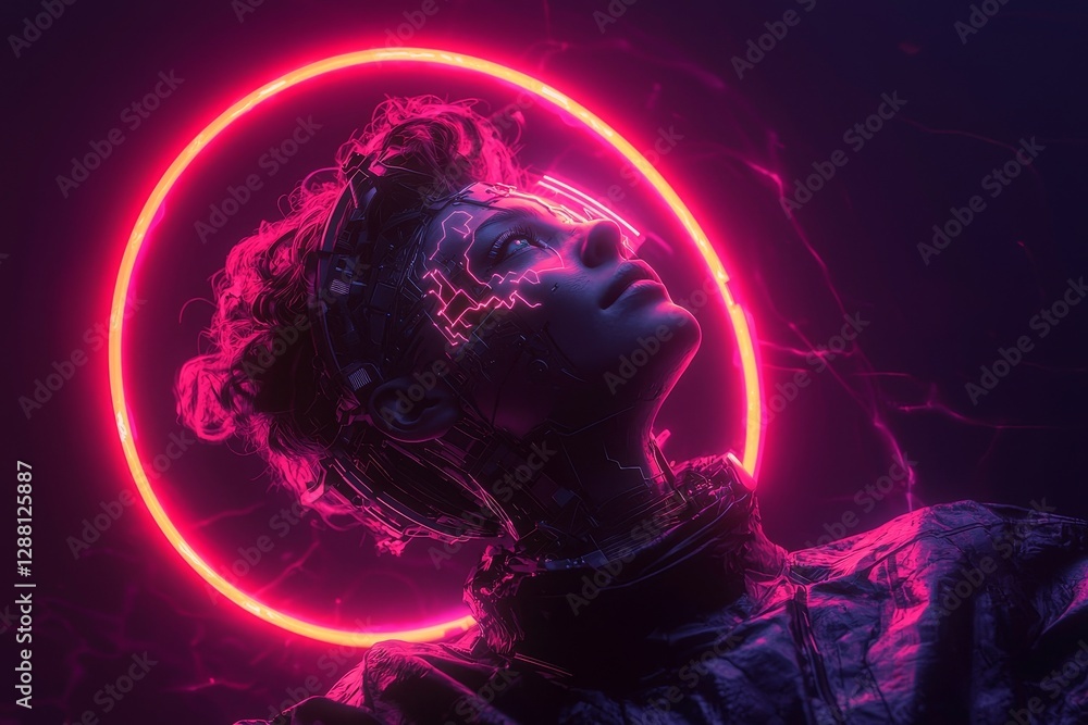 Poster the notion of next-generation technology is frequently illustrated by ai in stock photos, where stoc