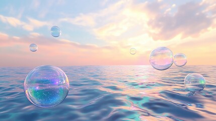 Underwater themes and requested a pastel cute style. Underwater, themes and requested a pastel cute style. Bubbles floating over a serene ocean surface.