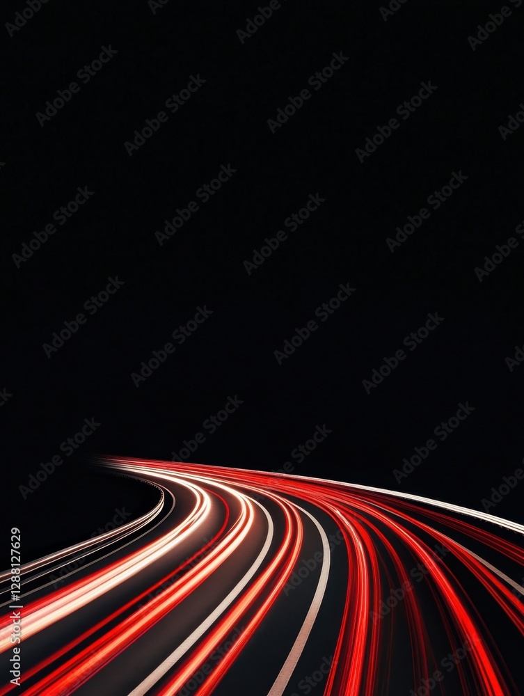 Aufkleber light trails curve against a dark backdrop, hinting at speed and movement in an abstract manner