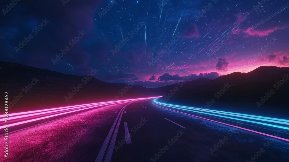 Poster in the realm of cyber space, a futuristic wallpaper is created with 3d rendering of rounded pink and