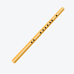 Bamboo flute icon, wind musical instrument, vector illustration on a white background