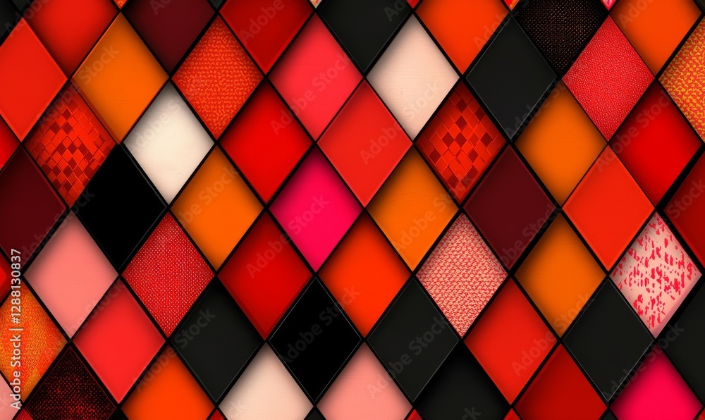 Poster red-hued diamond pattern featuring delicate texture elements