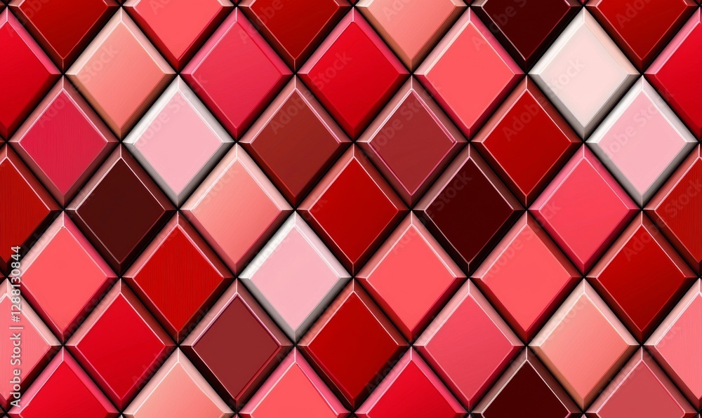 Poster a diamond design with soft red textures serves as the background