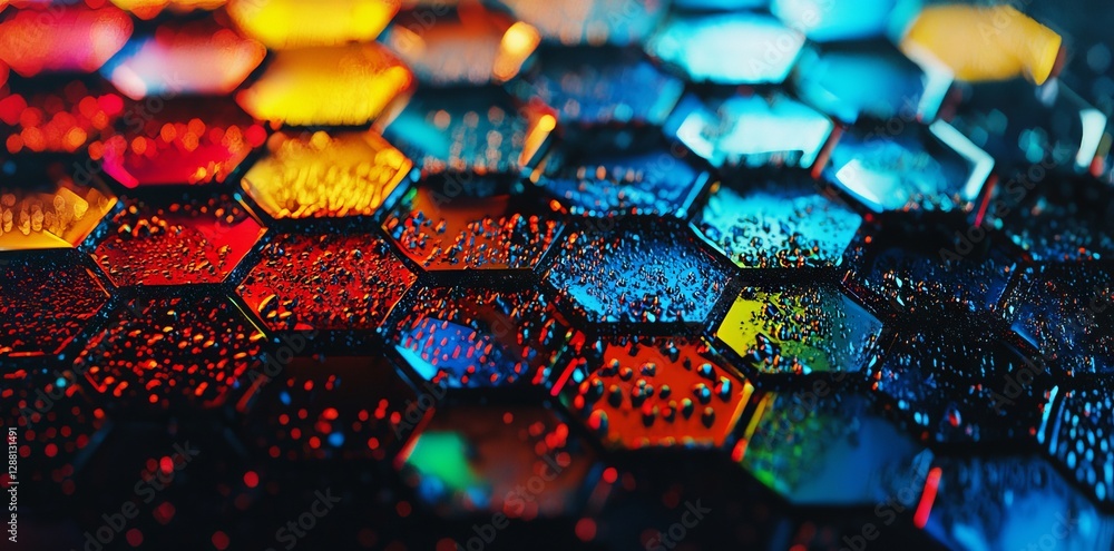 Poster a digital background featuring an abstract 3d hexagon pattern created using generative ai