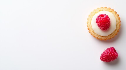 Luxurious Cookie with Raspberry on White Background Perfect for Gourmet Food Photography