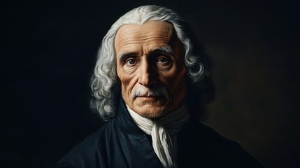 Detailed Portrait of an Elderly Man with White Hair and Historical Clothing Captured in Dramatic Lighting
