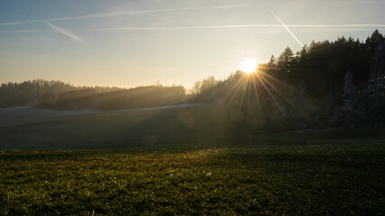 Winter inversion in the foothills, Czech Republic
