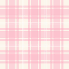 Check plaid pattern in pink and  beige. Seamless light pastel houndstooth tartan for dress, jacket, coat, scarf, other modern spring summer autumn winter fashion fabric design.