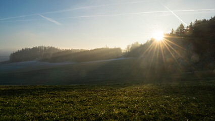 Winter inversion in the foothills, Czech Republic
