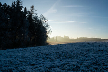 Winter inversion in the foothills, Czech Republic