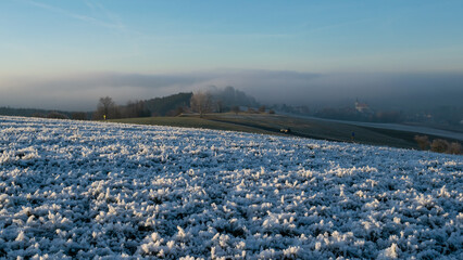 Winter inversion in the foothills, Czech Republic