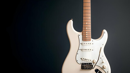 Obraz premium Beige Electric Guitar on Dark Background