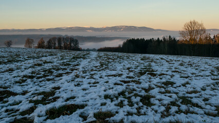 Winter inversion in the foothills, Czech Republic