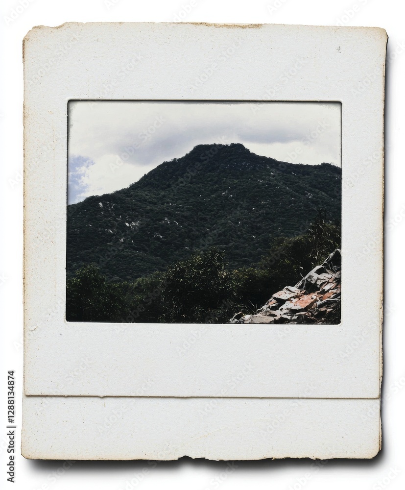 Poster the instant photo frame of a vintage polaroid is showcased in isolation, utilizing a transparent png