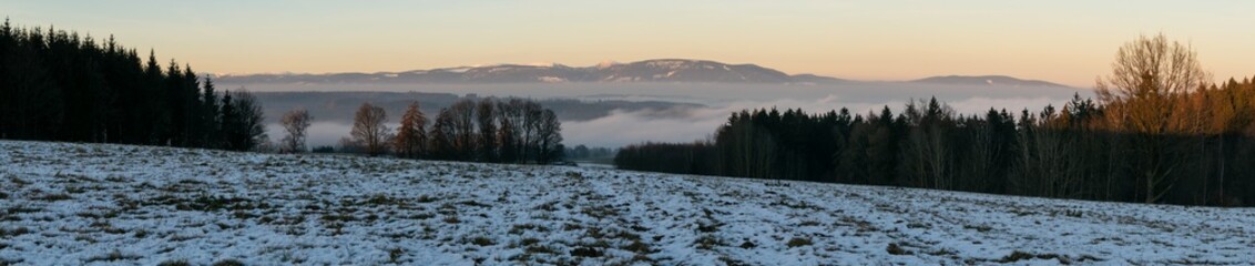Winter inversion in the foothills, Czech Republic