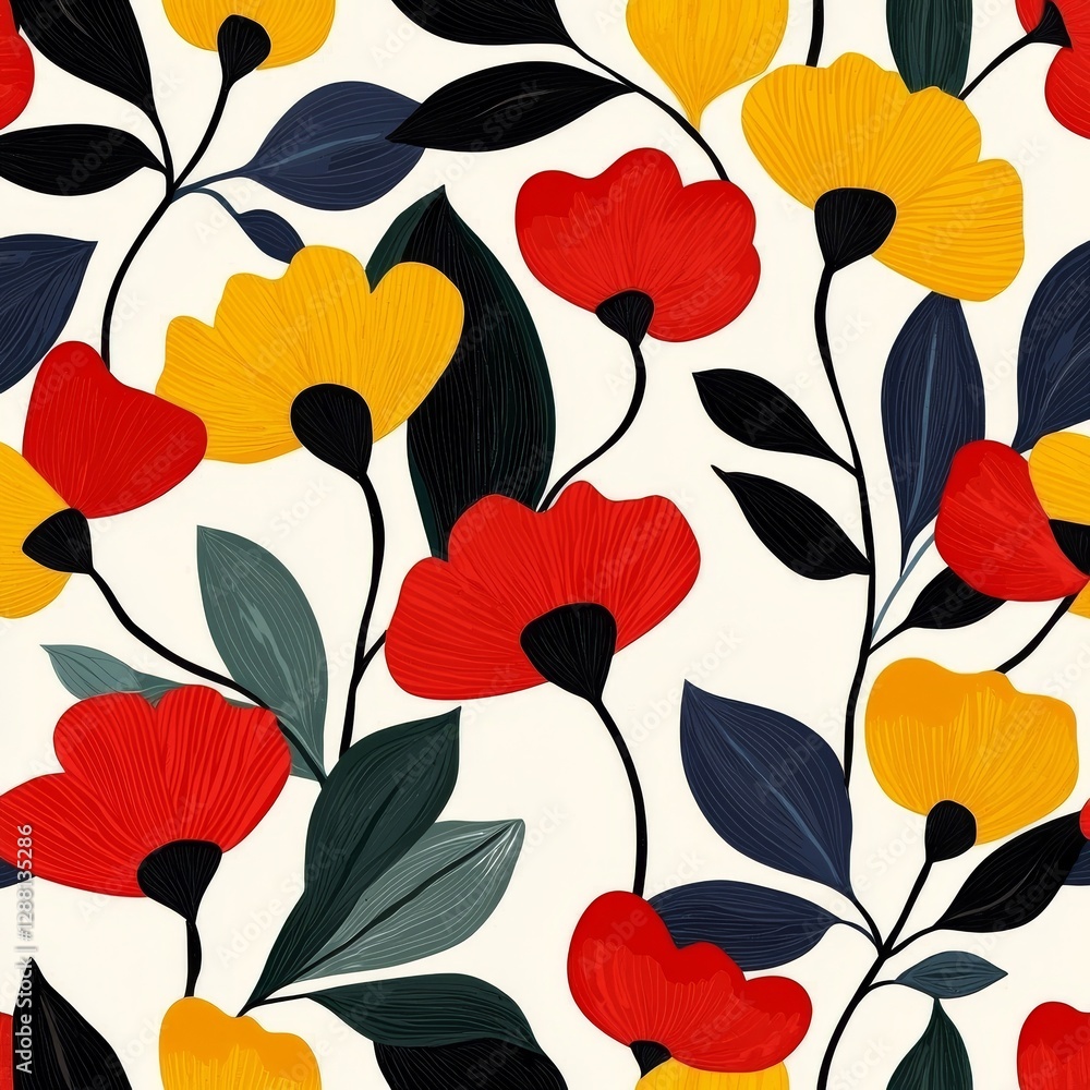 Poster a vintage seamless flower pattern suitable for tapestry, featuring a romantic texture background, cr