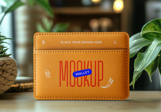 Natural Setting Leather Wallet Mockup with Front Pocket &mdash; High-Quality Card Holder for Branding Presentation
