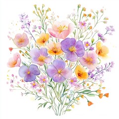 Vibrant Floral Bouquet Composed of Colorful Spring and Summer Blooms in a Lush Natural Arrangement