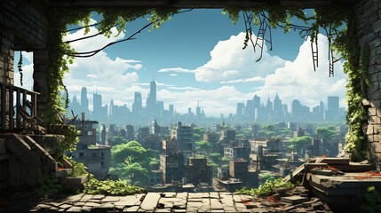 Post-Apocalyptic Cityscape: A View from the Ruins