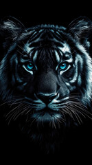 Obraz premium A piercing gaze: The regal hunter of the night with glowing blue eyes, wildlife concept