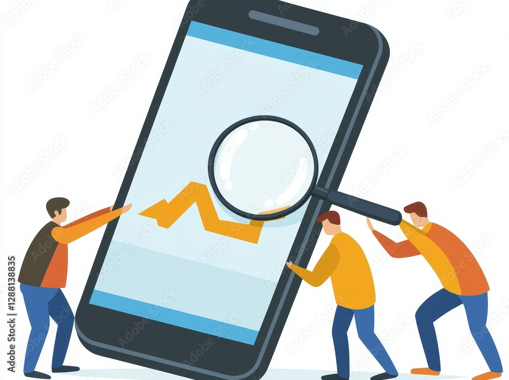 Poster business people analytics and monitoring report dashboard concept on mobile phone monitor with moder