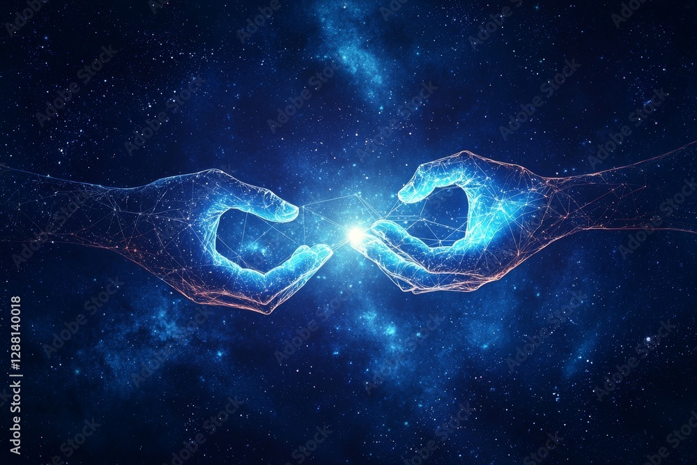 Poster a 3d rendering of creative glowing connected people icons on a blue background with a globe represen