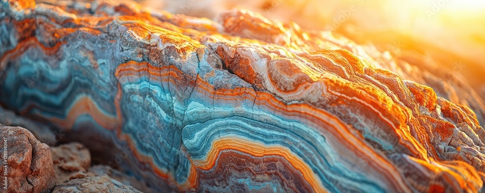 Poster weathering process idea. a close-up of colorful natural rock formations showcasing vibrant patterns 