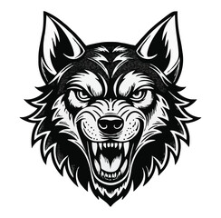 Wild wolf's head mascot tattoo design silhouette  icon sign vector sketch freehand outline hand drawn picture sketchy illustration