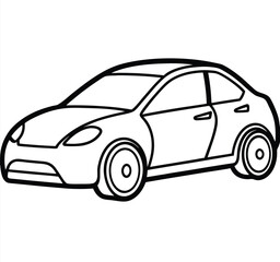 Easy-shape transportation private vehicle: a car used for carrying people. Line art, icon, vector, illustration, isolated, design, stock related to transportation. Editable Pro Vector.