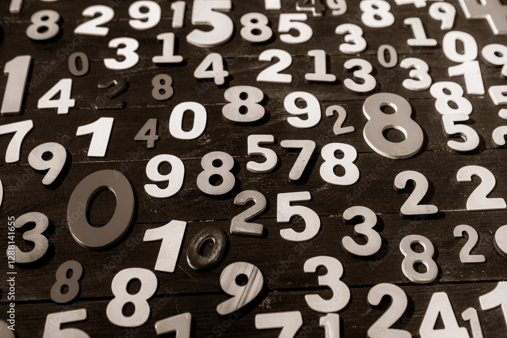 Poster background of numbers. from zero to nine. numbers texture. finance data concept. mathematic. seamles
