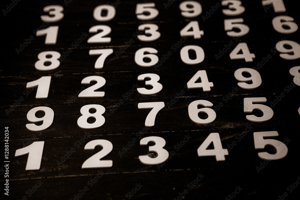 Poster background of numbers. from zero to nine. numbers texture. finance data concept. mathematic. seamles