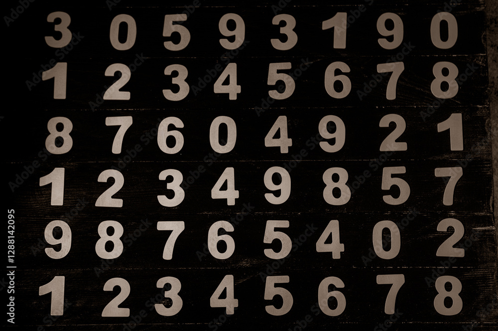 Poster background of numbers. from zero to nine. numbers texture. finance data concept. mathematic. seamles