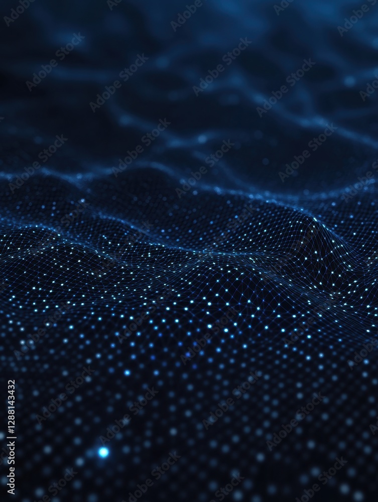 Aufkleber abstract data network with blue particles forming a grid-like structure, conveying connectivity