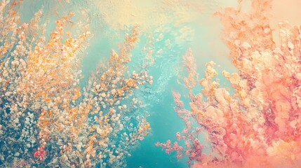 Underwater themes and requested a pastel cute style. Underwater, themes and requested a pastel cute style. Abstract colorful floral background with texture.
