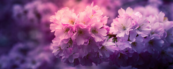 Beautiful pink cherry blossom branch, sakura flowers