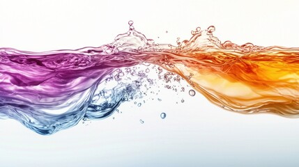 Abstract Colorful Water Wave Splash: A vibrant, dynamic composition of flowing water exhibiting a spectrum of colors, creating a sense of movement and energy.