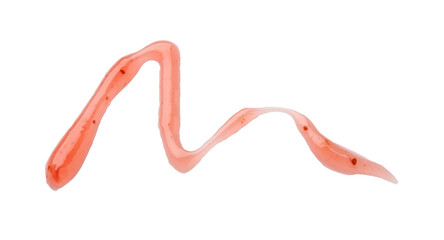 Sample of tasty strawberry sauce isolated on white