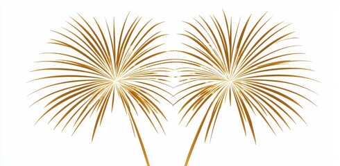 The happy new year concept is represented by a golden firework texture featuring thin stroke lines, available as an isolated png illustration with a transparent background, suitable for use as an