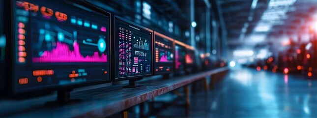 Modern manufacturing facility and advanced technology, ideal for use as a banner or advertisement background