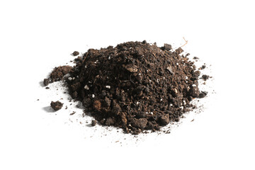 Pile of fresh soil isolated on white