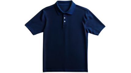 Navy blue polo shirt displayed flat for casual wear or sports activities in everyday environments