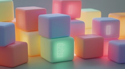 Obraz premium Glowing Colorful Cube Decorations Creating a Fun and Vibrant Atmosphere