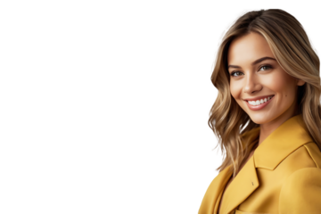 Image of happy young business woman posing isolated over grey wall background.