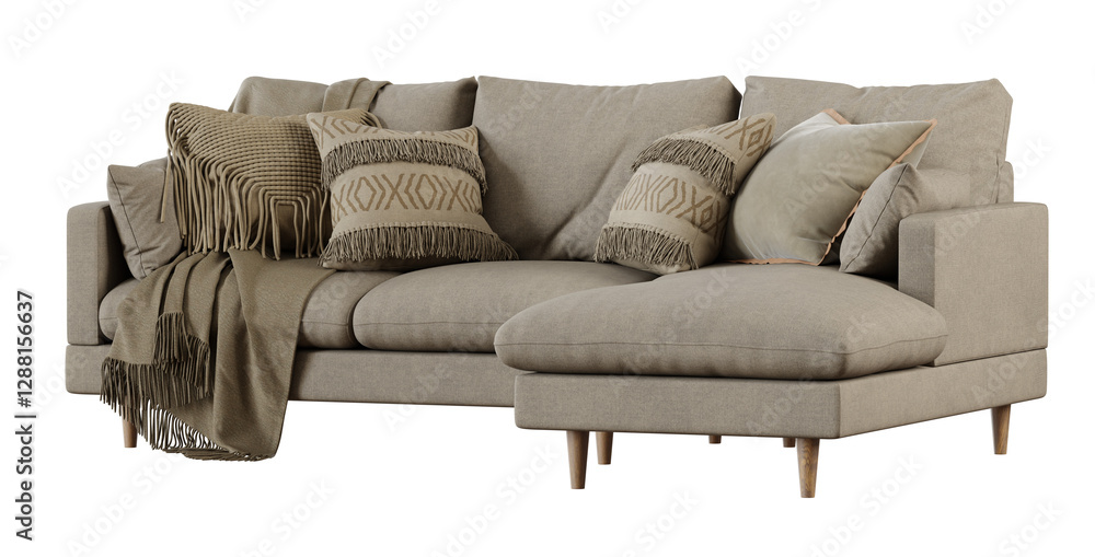 Poster sofa isolated on transparent background. 3d render.