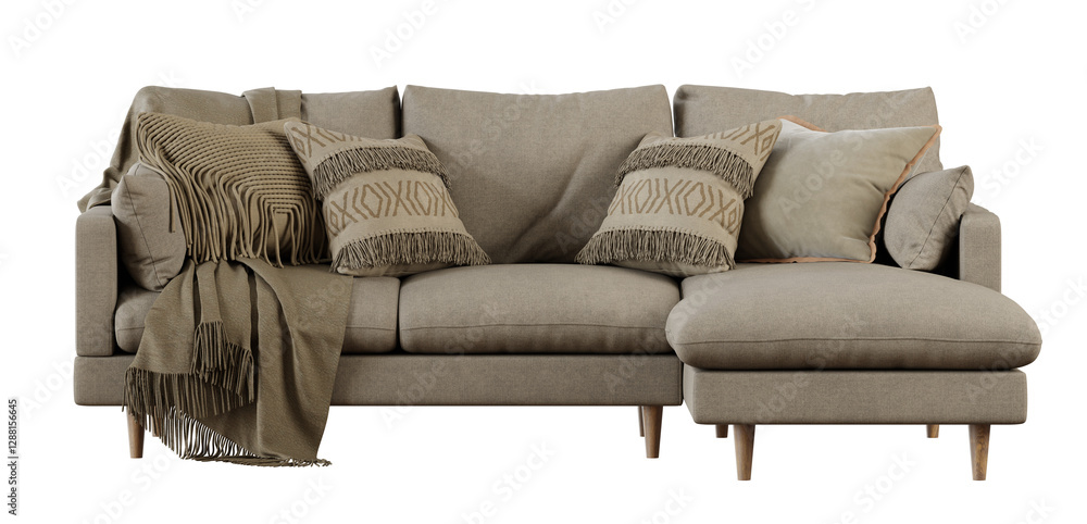 Poster sofa isolated on transparent background. 3d render.