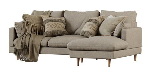 Sofa isolated on transparent background. 3D render.
