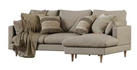 Sofa isolated on transparent background. 3D render.
